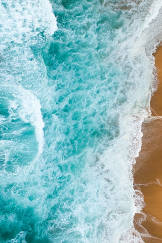 White-bluish sea waves, aerial view, 240x320 wallpaper