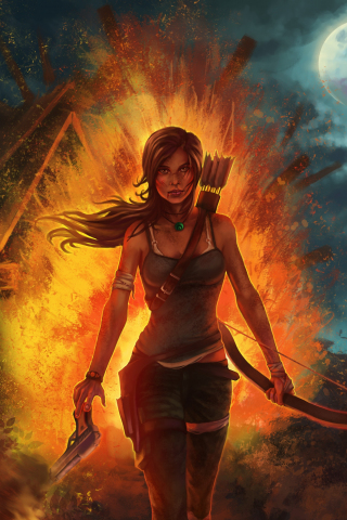 Tomb Raider, archer, Lara Croft, video game, fan art, 240x320 wallpaper