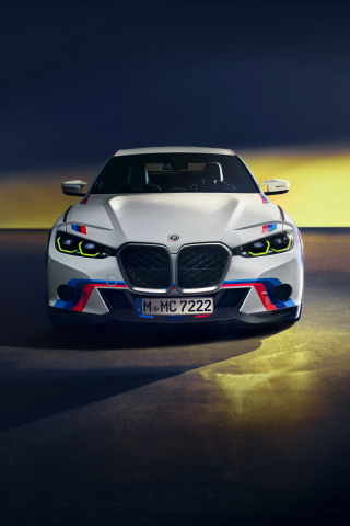 2023 BMW 3.0 CSL, luxury white car, 240x320 wallpaper