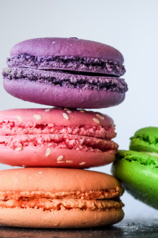 Macarons, food, sweets, close up, colorful, 240x320 wallpaper