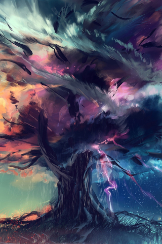 Tree of life, fantasy, artwork, 240x320 wallpaper