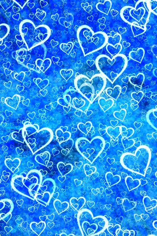 Hearts, abstract, blue, 240x320 wallpaper