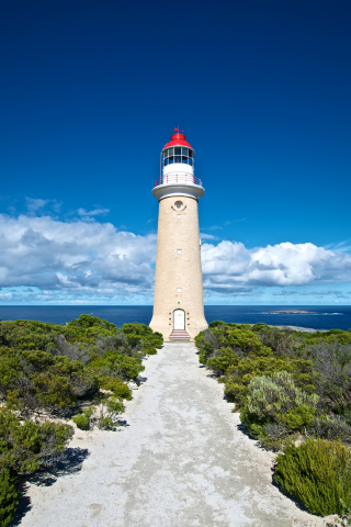 Lighthouse, kangaroo island, coast, blue sky, landscape, sunny day, 240x320 wallpaper