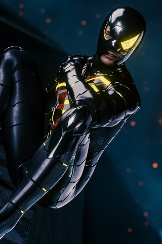 Game, dark suit, Spider-man PS4, 240x320 wallpaper