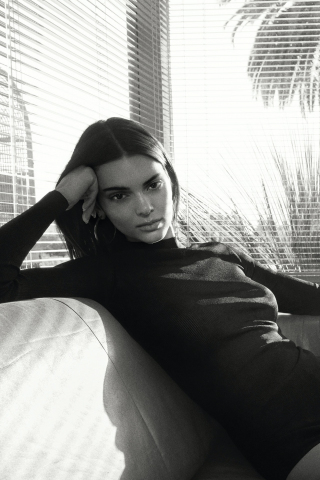 Supermodel, Kendall Jenner, bw, 23, 240x320 wallpaper