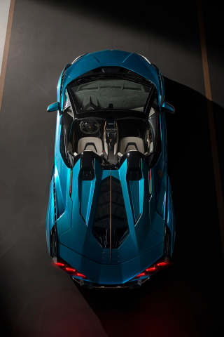 Blue car, top-view, Lamborghini Sián, 240x320 wallpaper