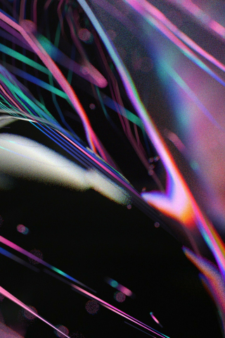 Abstract, multi-colored lines, dark, glowing liquid surface, 240x320 wallpaper