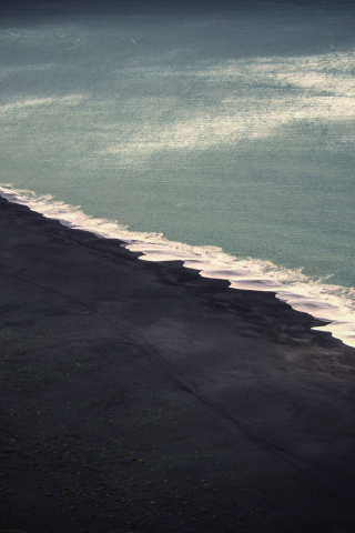 Black beach, sea, aerial view, 240x320 wallpaper