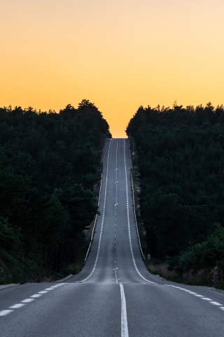 Road, journey, sunset, France, 240x320 wallpaper