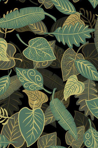 Digital art, green leaves, abstract, 240x320 wallpaper