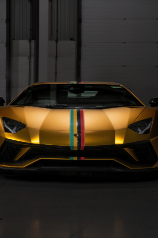 Lamborghini Aventador, golden, sports car, 240x320 wallpaper