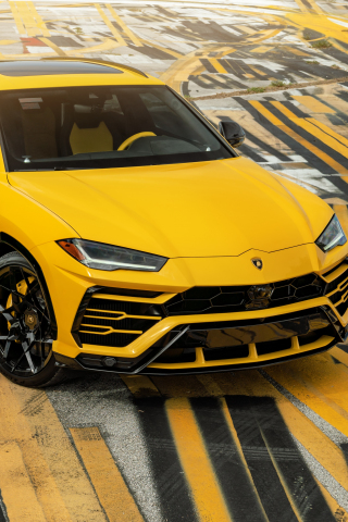 Yellow, Lamborghini Urus, sports vehicle, 240x320 wallpaper