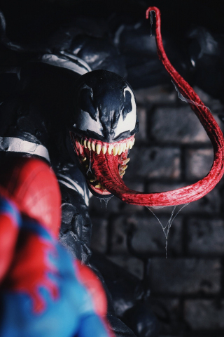 Venom and spider man, artwork, 240x320 wallpaper