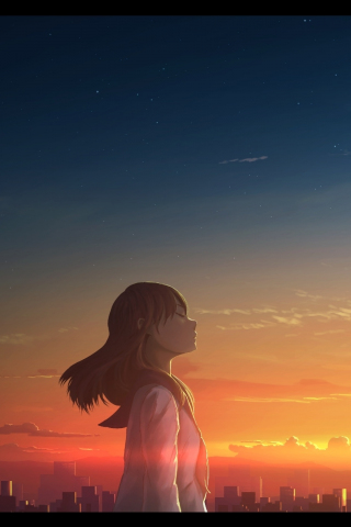 Girl, relaxed, outdoor, anime, 240x320 wallpaper