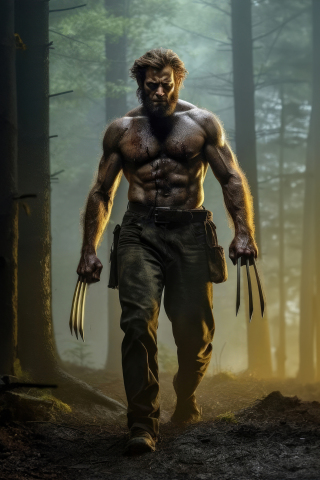 Wolverine with claws, cosplay, 240x320 wallpaper