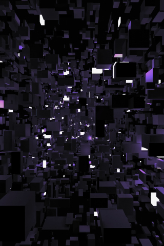 Geometric flux, vibrant and 3D dynamic cubes, dark, 240x320 wallpaper