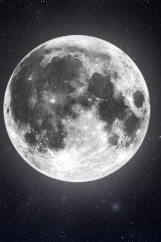 Moon in space, dark, telescopic view, 240x320 wallpaper