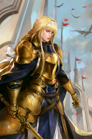 Fate series, warrior, anime girl, Saber, Alice Auberg, blonde, 240x320 wallpaper