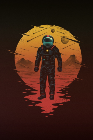 Minimal, astronaut, moon, art, 240x320 wallpaper