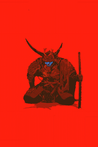 Samurai, warrior, minimal, art, 240x320 wallpaper