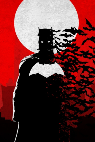 Dark, silhouette, bats and Batman, 240x320 wallpaper