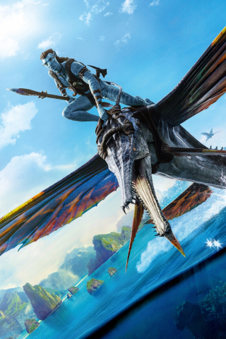 2022, Avatar 2, movie poster, flying creature, 240x320 wallpaper