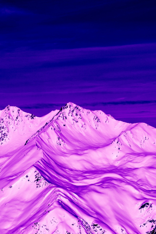Pink mountains, peaks, glacier, aerial view, 240x320 wallpaper