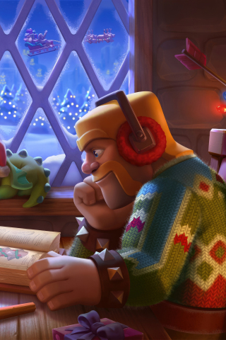 2023 Clash of Clans, barbarian, reading, 240x320 wallpaper