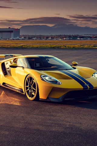 Yellow Ford GT, 2020, 240x320 wallpaper