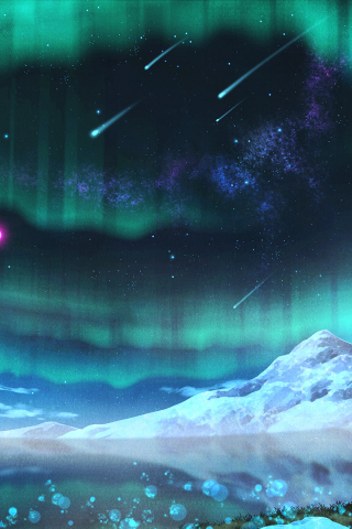 Aurora Borealis, anime, original, artwork, 240x320 wallpaper