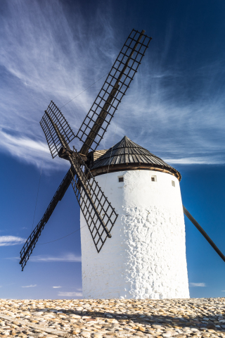 Windmill, sunny day, blue sky, architecture, 240x320 wallpaper