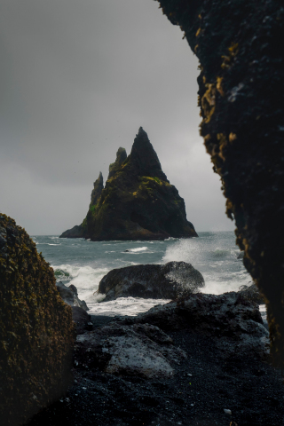 Coastal, cliff, green, Iceland, nature, 240x320 wallpaper