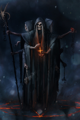 Skull reaper, death, fantasy, art, 240x320 wallpaper