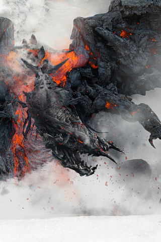 Dragon, smoke, warrior, art, 240x320 wallpaper
