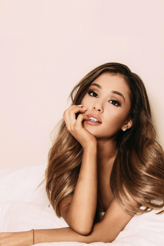 Ariana Grande, long hair, brunette, 2018, 240x320 wallpaper