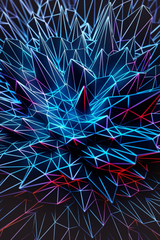 Glowing edges, pikes, triangles, abstract, 240x320 wallpaper
