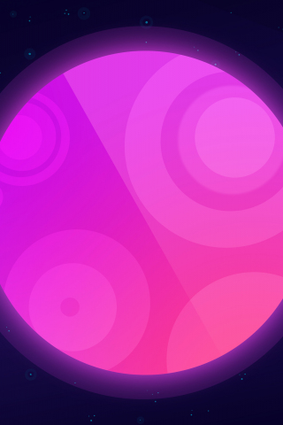 Moon, neon, pink planet, abstract, space, 240x320 wallpaper