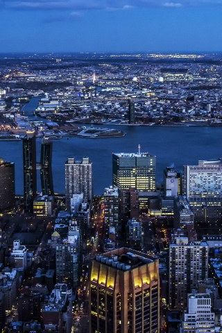 Panoramic, buildings, city, dawn, night, new york, 240x320 wallpaper