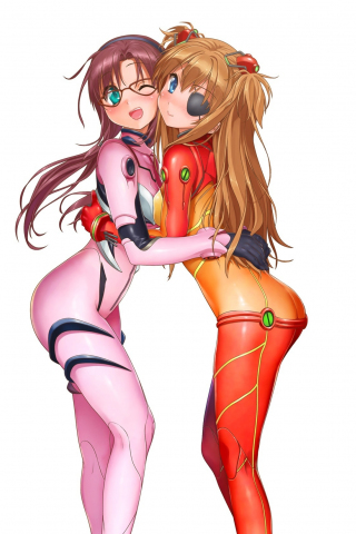 Anime girls, Asuka Langley Sohryu, hug, 240x320 wallpaper