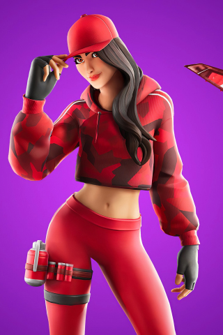 Fortnite chapter 2, Ruby red Outfit, 2019, 240x320 wallpaper