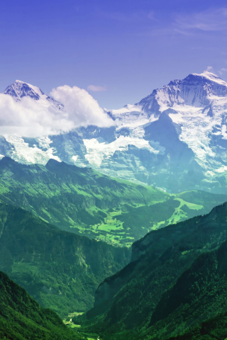 Jungfrau, alps of Switzerland, green and beautiful, 240x320 wallpaper