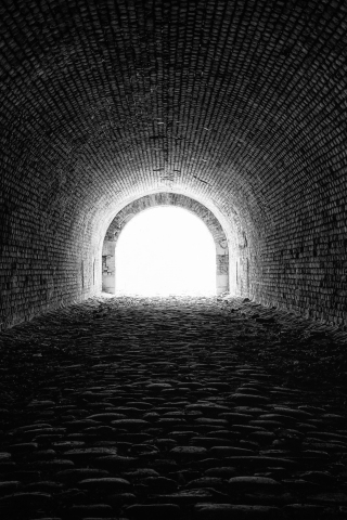 Black and white, tunnel, dark, architecture, 240x320 wallpaper