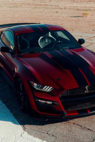 Ford Mustang Shelby GT500, muscle car, blood-red, 240x320 wallpaper
