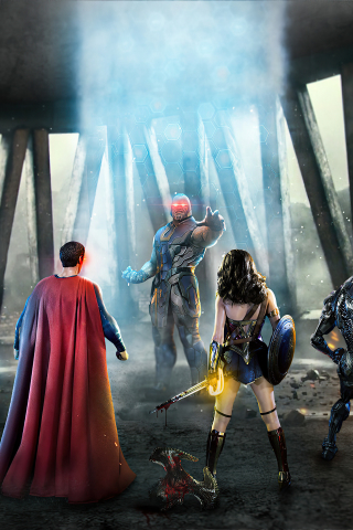 Justice League vs Darkseid, fan art, 2020, 240x320 wallpaper