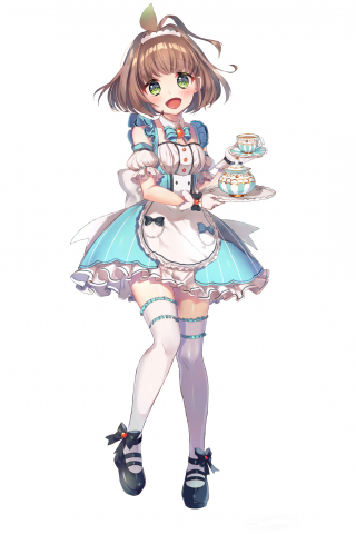 Cute maid, anime girl, original, minimal, 240x320 wallpaper