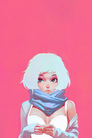 White hair, urban girl, art, minimal, 240x320 wallpaper