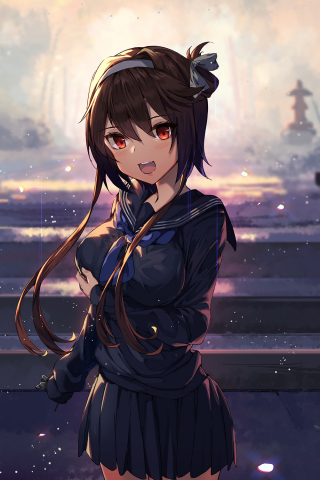 Cute, anime girl, short dress, uniform, 240x320 wallpaper