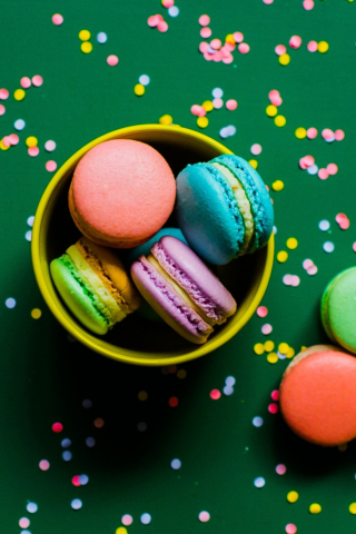 Dessert, sweets, macarons, colorful, 240x320 wallpaper