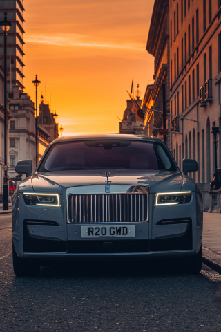Rolls-Royce Ghost, luxurious car, front-view, 240x320 wallpaper