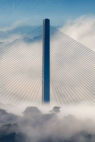 Puente Centenario, Centennial bridge, Panama, Sky, clouds, modern architecture, 240x320 wallpaper